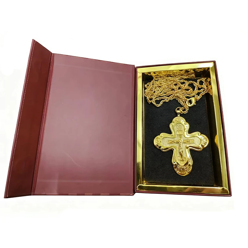 Neues 2026 Orthodoxes Brustkreuz Orthodoxe Jesus-Halskette Katholisches Kruzifix Brustkreuz Goldanhänger Kreuzkette Religiöser Schmuck – Detail 1