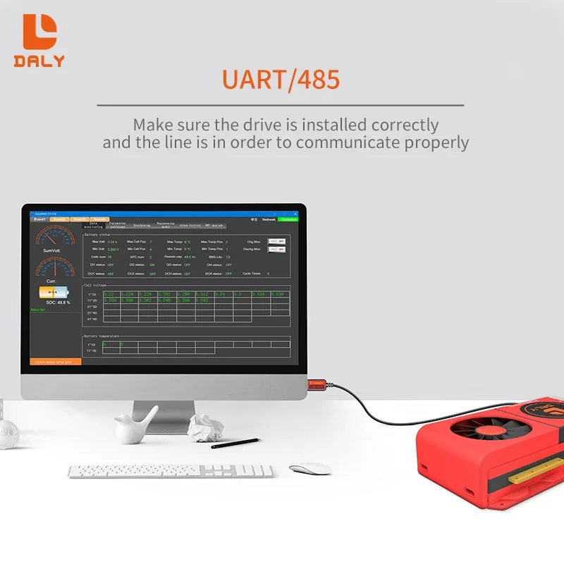 Daly Smart BMS Lifepo4 Li-ion Accessories 3s-24s 30A-500A 4s 8s 16s Touch Control Screen LCD Display And BT CAN BUS Light Board