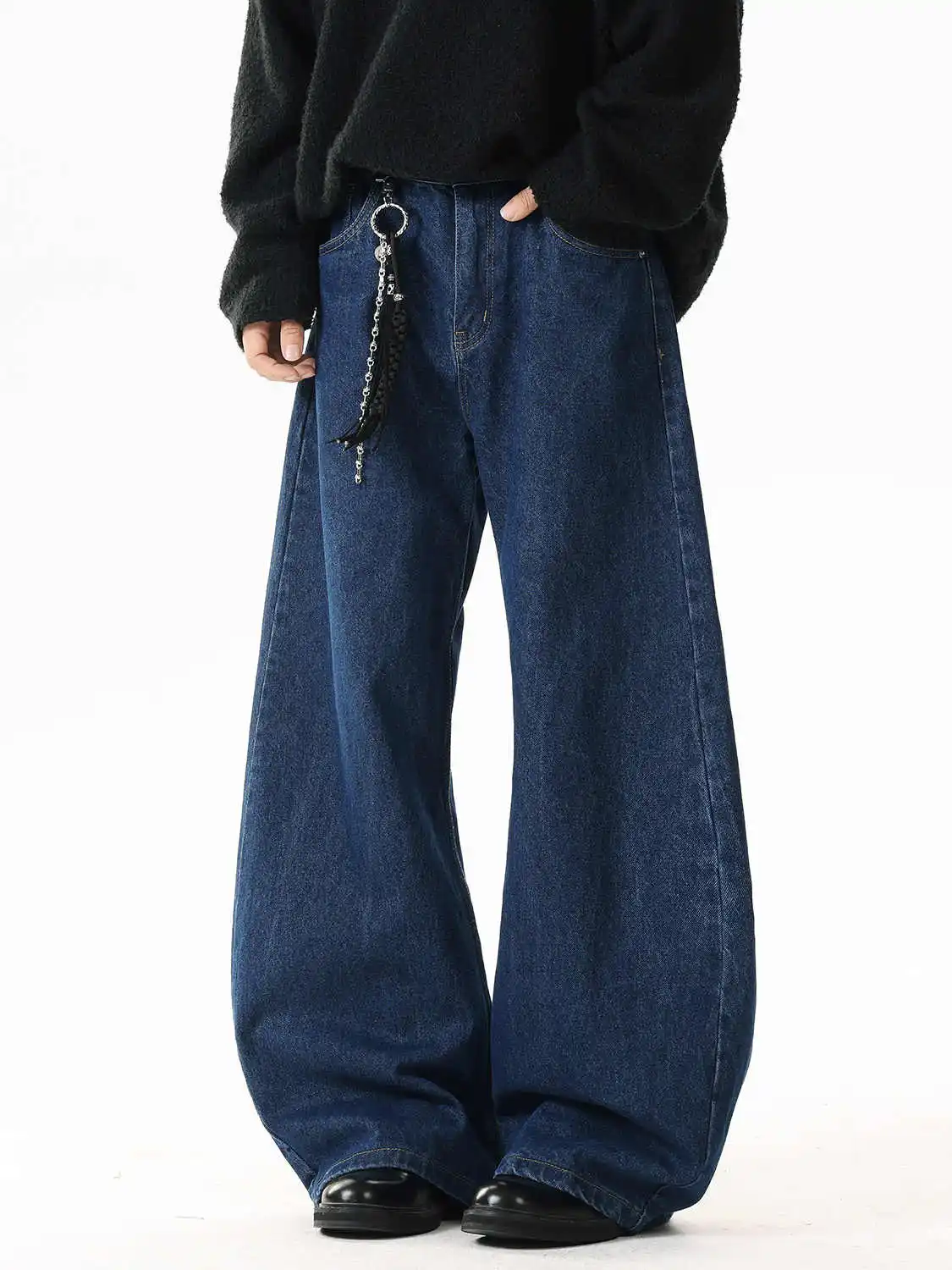 

Женские темно-синие джинсы большого размера Y2k Harajuku, винтажные широкие джинсовые брюки, японский стиль 2000-х годов, джинсы-бойфренды, осенние брюки