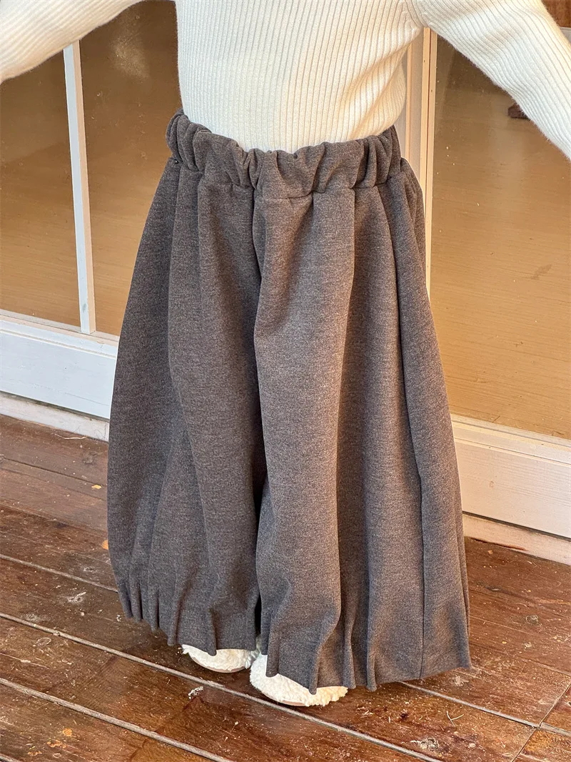 الفتيات السراويل الخريف والشتاء سميكة الصوفية واسعة الساق فانوس السراويل عارضة وعصرية تنوعا ارتداء اليومي