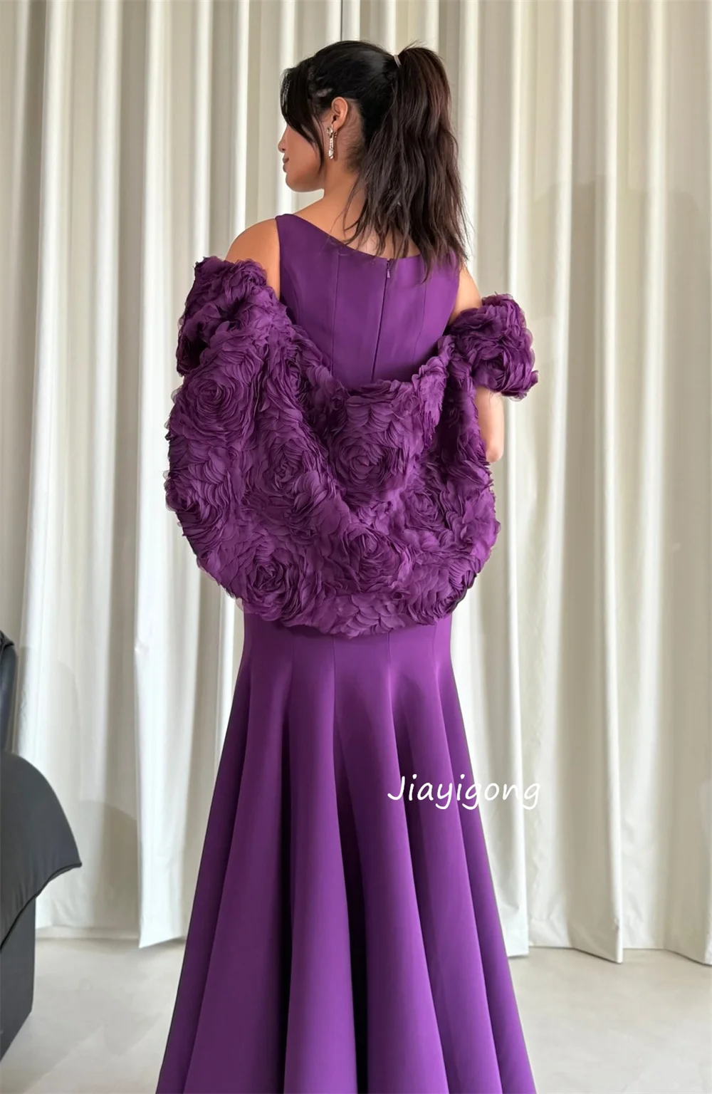 Aangepaste moderne stijl jersey plooipatroon zeemeermin vierkante hals lange jurken op maat gemaakte gelegenheid homecoming hoge kwaliteit