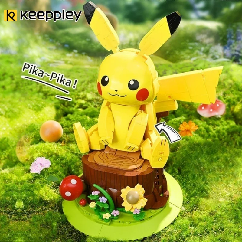 

Keeppley Pokemon Pikachu Building Blocks Anime Voice Toys Cartoon Assemble Action Model Blocks Ornaments Gift Toys