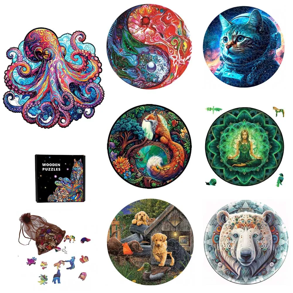 

Деревянные головоломки с животными размерами A3 A5, 50-150 шт., деревянные головоломки в виде осьминога, рождественские декомпрессии, интеллектуальные подарки для взрослых и детей