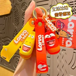 Cartoon Red Laughing Worm Doll Key Chain Creative Cute Heart Tongue Mouth Yellow Caterpillar Couple Keyring Bag Pendant Car Gift