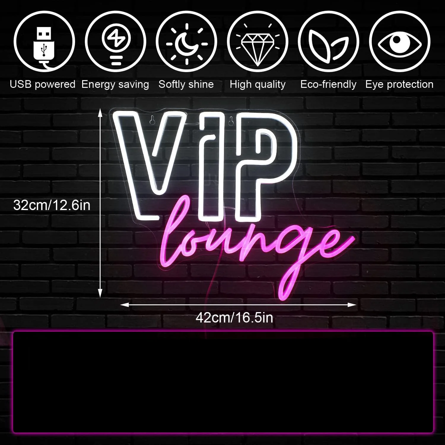 VIP Lounge Neon Signs for Wall Decor, Luzes LED USB, Light Up Sign, Bar, Hotel, Café, Quarto, Decoração de casa