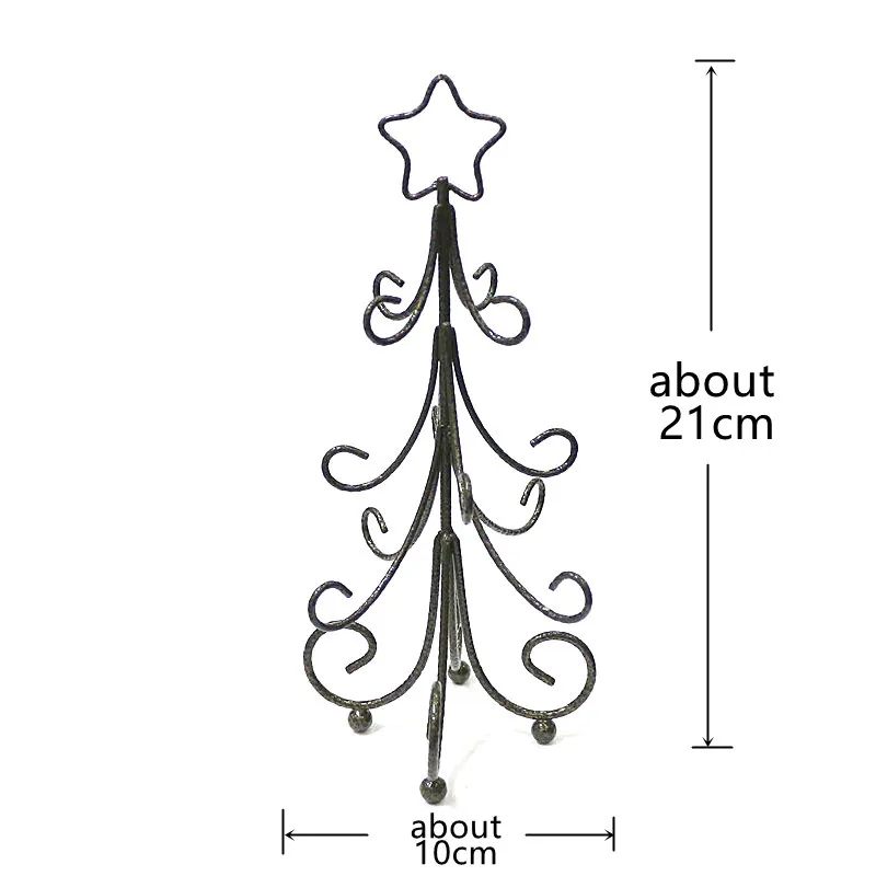 البرونزية الحديد شجرة عيد الميلاد الحلي مع 12 قطعة الملونة لطيف مصغرة الفطر الزجاج المعلقات اكسسوارات المنزل منضدية عيد الميلاد ديكور