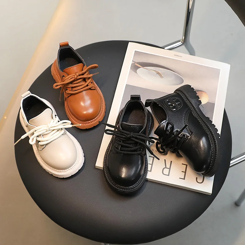 

Spring and Autumn New Fashion Kids Boys Leather Shoes Solid Color British-style Boys' Performance Shoes Banquet Big Scalp Shoes