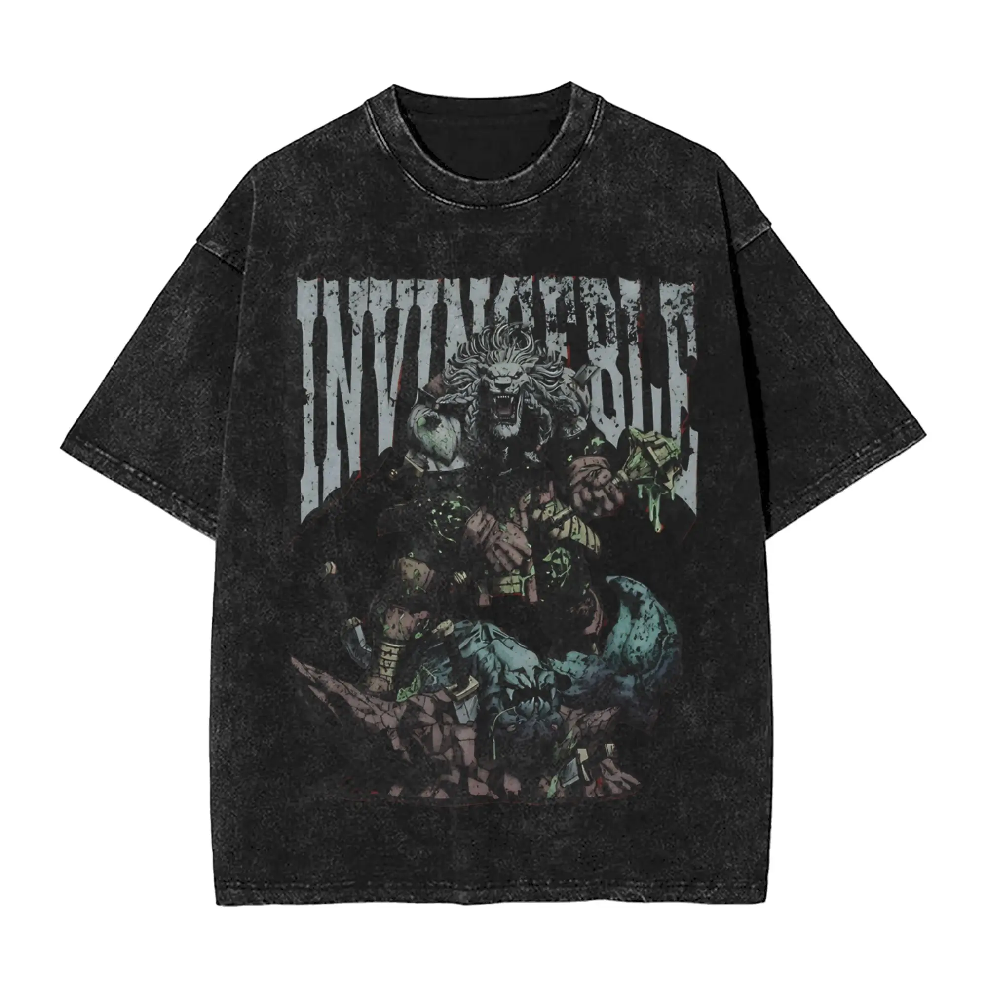 Battle Beast Invincible Comic T Shirt Hip Hop Washed Cotton Oversize T-Shirts Vintage Men Women Streetwear Printed Tee Shirt