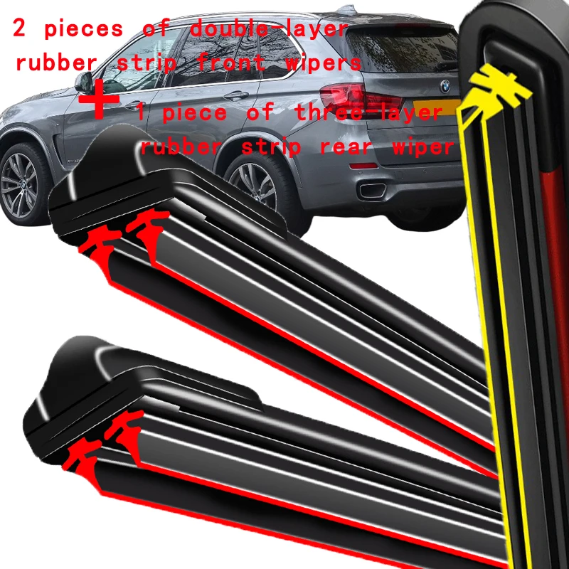 

Silicone Front & Rear Wiper Set For BMW X5 F15 2013 - 2018 2014 2015 2016 coated windshield wiper blade 24"+20"+12"