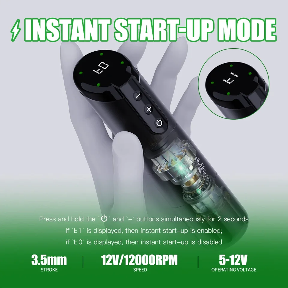 Dragonhawk X2 ワイヤレスタトゥーマシン ペン 3.5mmストローク