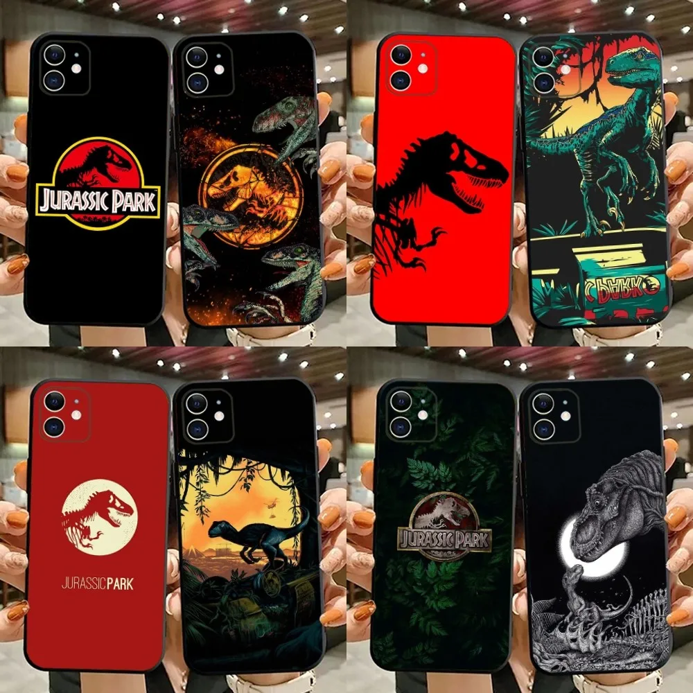 J-Jurassic Park Dinosaur World Phone Case For iPhone 15,14,13,12,11,Plus,Pro Max,XS,X,XR,SE,Mini,8,7 Soft Silicone Black Cover