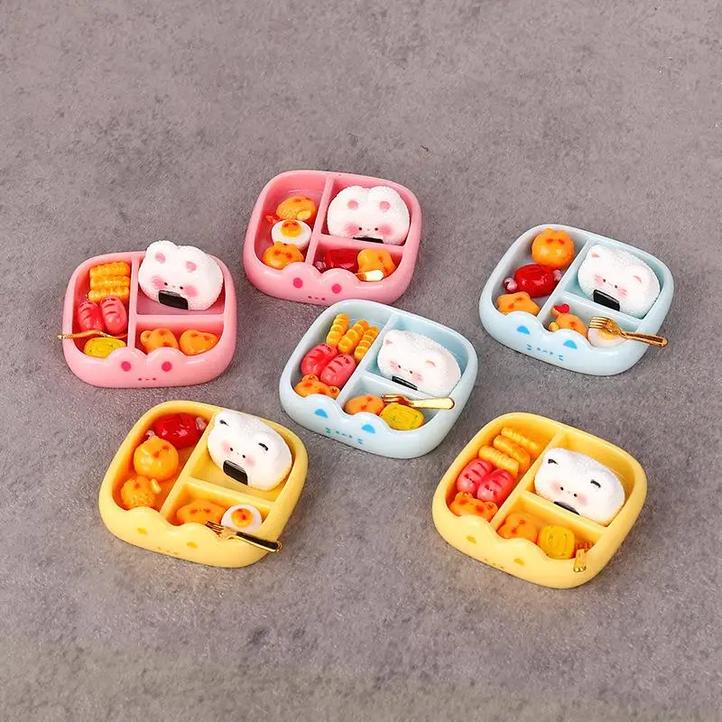 1 Set Children's Pretend Play Toy Miniature Simulation Rice Ball Meal Playset DIY Decoration Realistic Portable Bento Food Model
