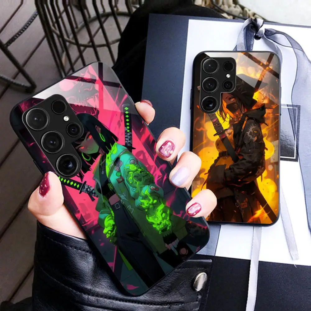 

Чехол для телефона с аниме-девушкой для Samsung Galaxy S26 S25 S24 S23 S22 S21 S20 Note20 Plus FE Ultra, стеклянный, цветной