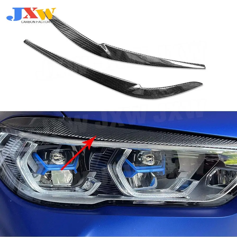 

Carbon Fiber Car Front Bumper Head Eyelid Eyebrow Trims for BMW X5 G05 F95 X6 G06 2019-2022 Headlamp Eyebrows Car Accessories