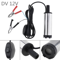 Universal DC 12V 38MM Portable Aluminium Alloy Car Electric Submersible Pump Fuel Water Oil Barrel Pump with 2 Alligator Clips