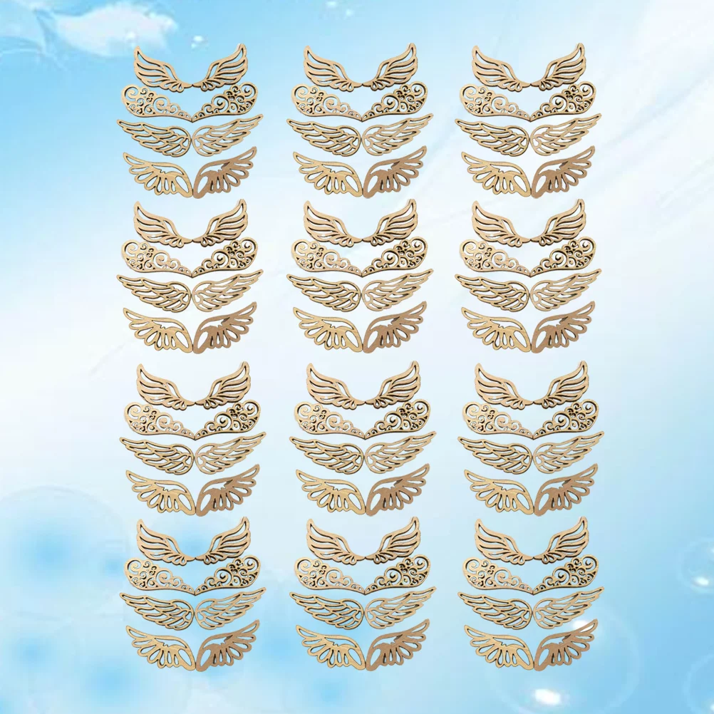 80 Pcs Crafts Embellishments Wooden Chip Wing DIY Accessories Adorable Supplies Cutouts Wings Slices Bamboo