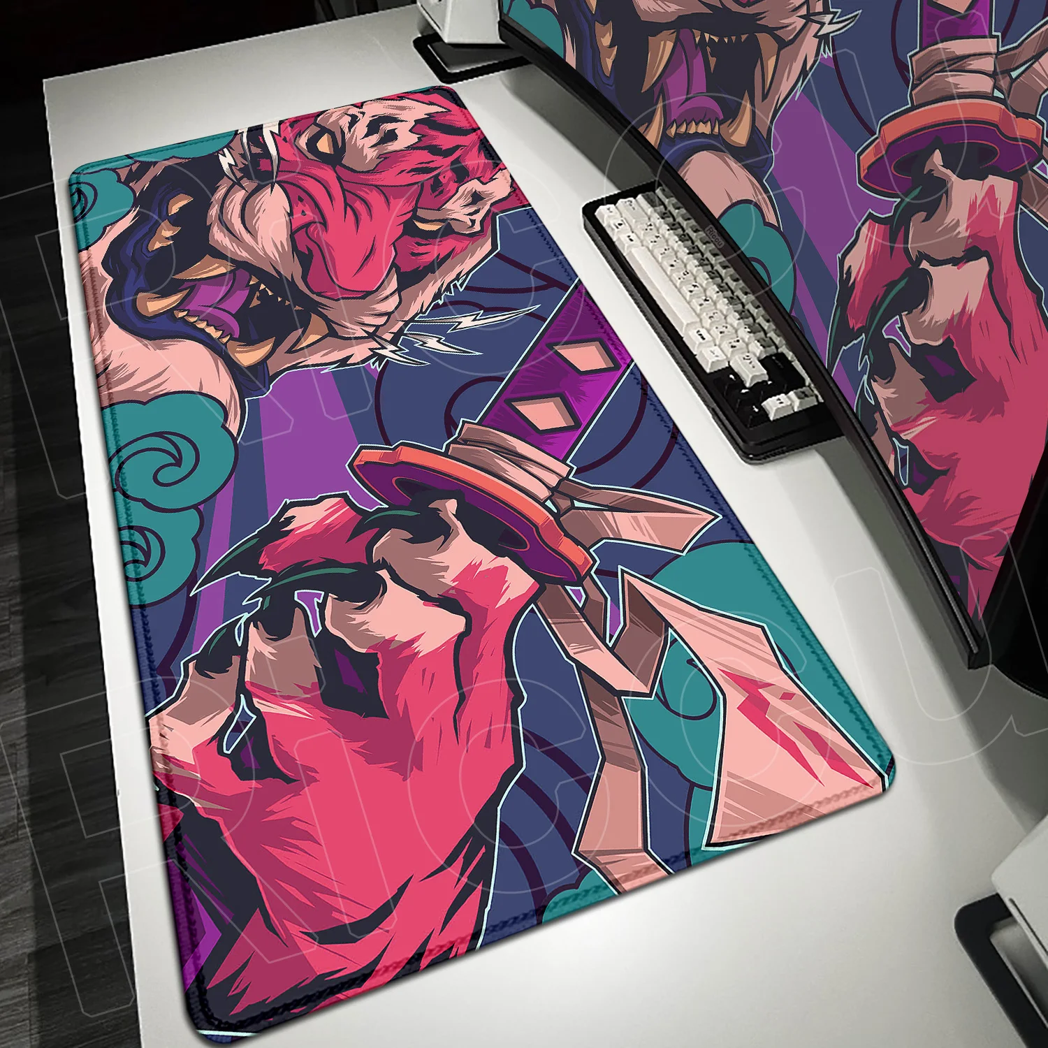 Gaming Mousepad Anime Tiger 40x90cm Non-Slip Rubber Mouse Pad Xxl Computer Lock Edge Keyboard Table Pad Large Japanese Mouse Mat