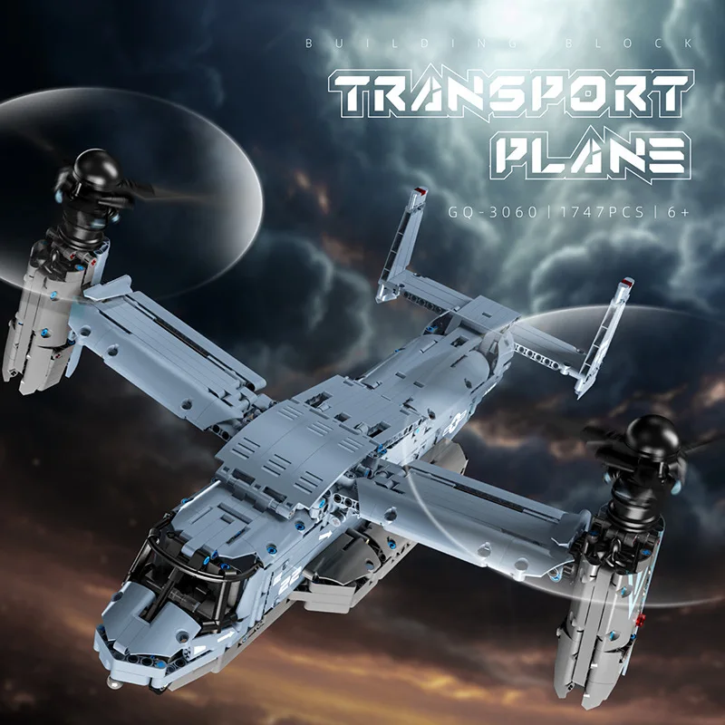 

United States Military Boeing Bell V-22 AirPlane Batisbricks Building Block Model Osprey Transport Plane Construction Brick Toy