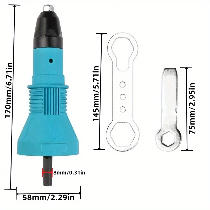 Electric Rivet Gun 2.4mm-4.8mm Rivet Nut Gun Drill Adapter Cordless Riveting Tool Insert Nut Pull Rivet Tool