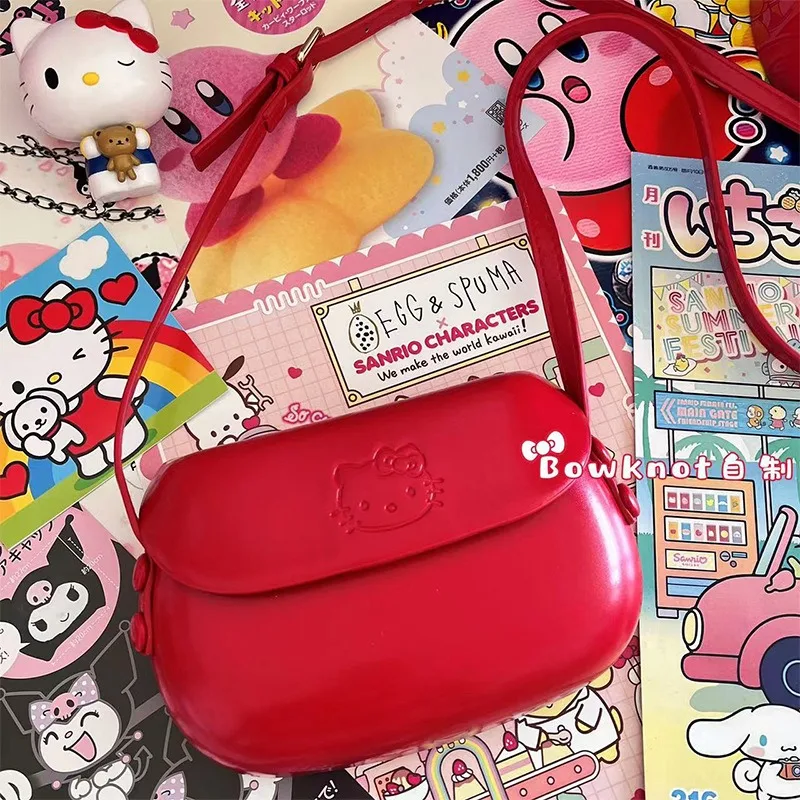 Hello Kitty czerwone torebki Crossbody Sanrio torby Crossbody dla kobiet Anime wszechstronna torba na telefon komórkowy prezent proste torby na ramię