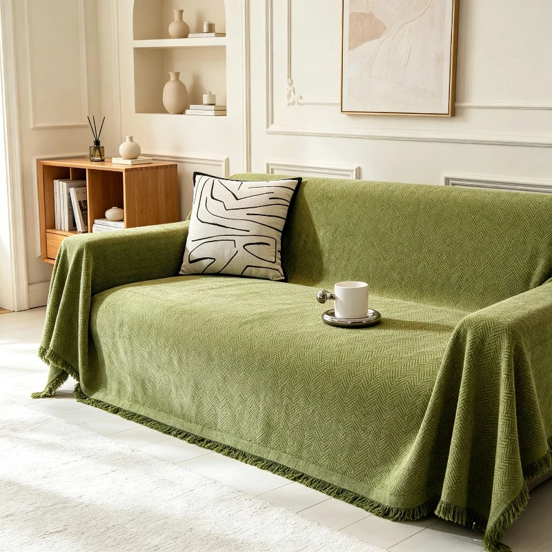 Herringbone Pattern Sofa Cover Decoration Living Room Sofa Protective Cover Anti Slip And Dustproof Sofa Protective Blanket