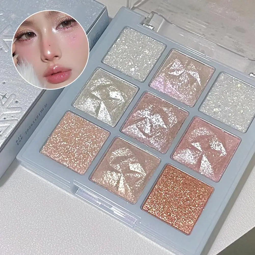 9-kleuren glitter sneeuwvlok oogschaduwpalet Dream Girl parelachtige oogschaduw mat mat hoogtepunten koele toon charmante ogen make-up