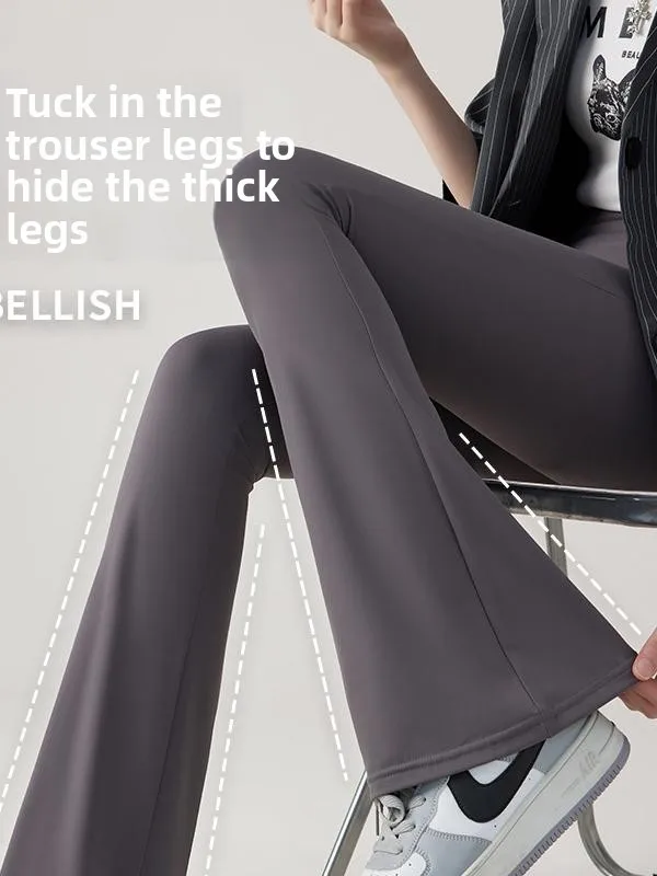 

Ice Silk High Waist Bell Bot Yoga Pants Women Summer Thin Stretch Pants Tummy Control Butt Lifting Long Leggings