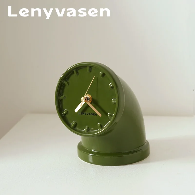 Zml ceramic table clock - industrial style silent clock - decorative pendulum clock for living room tv cabinet