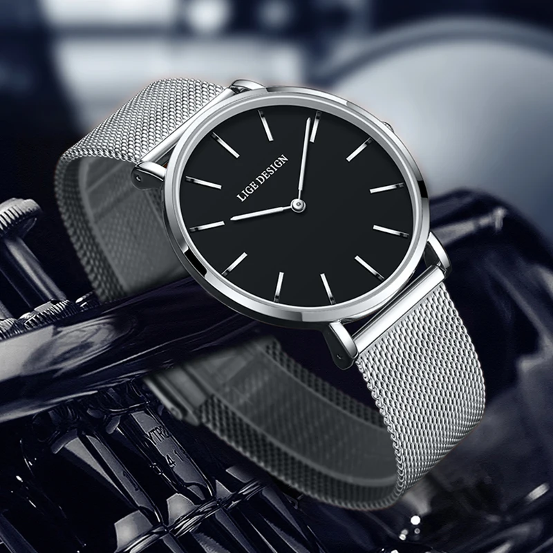 LIGE Orologio da donna creativo Moda Sport Orologi da polso al quarzo da donna impermeabili Cronografo di lusso a maglia ultra sottile Reloj Mujer