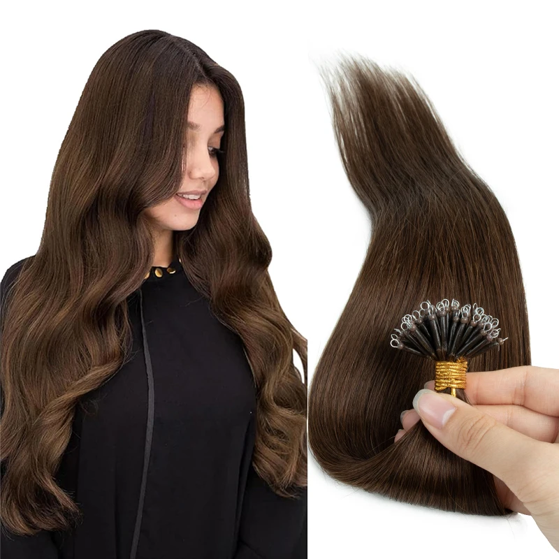 الشعر البشري حلقة نانو وصلات شعر مستقيم مايكرو الخرز حلقة الشعر التمديد آلة ريمي 50 فروع/حزمة 30 جرام/حزمة نانو تلميح #1