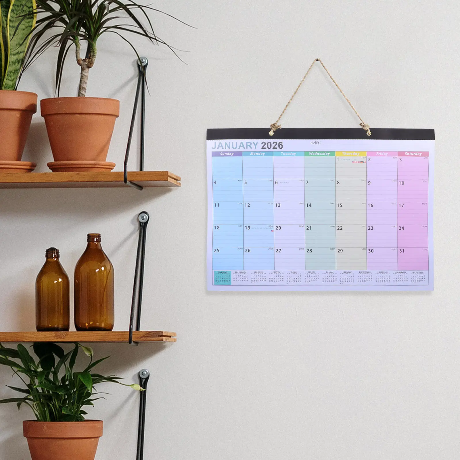 18-Month 2026 Hanging Wall Calendar Minimalist Design Home Office School Monthly Planner Schedule Time Management view 3