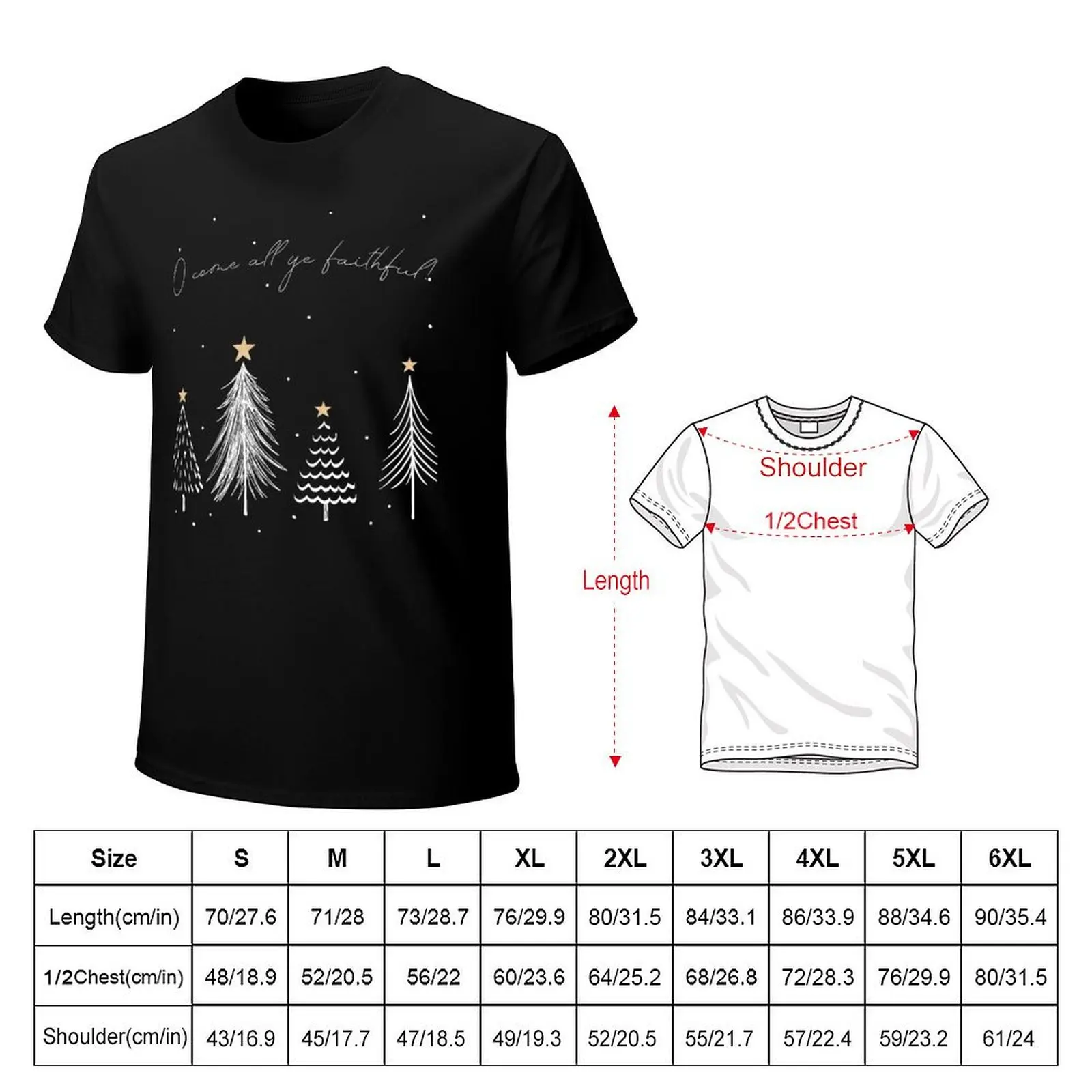 O Come All Ye Faithful - Christmas Trees, Stars Christmas Carol T-Shirt Summer Holiday T-Shirt
