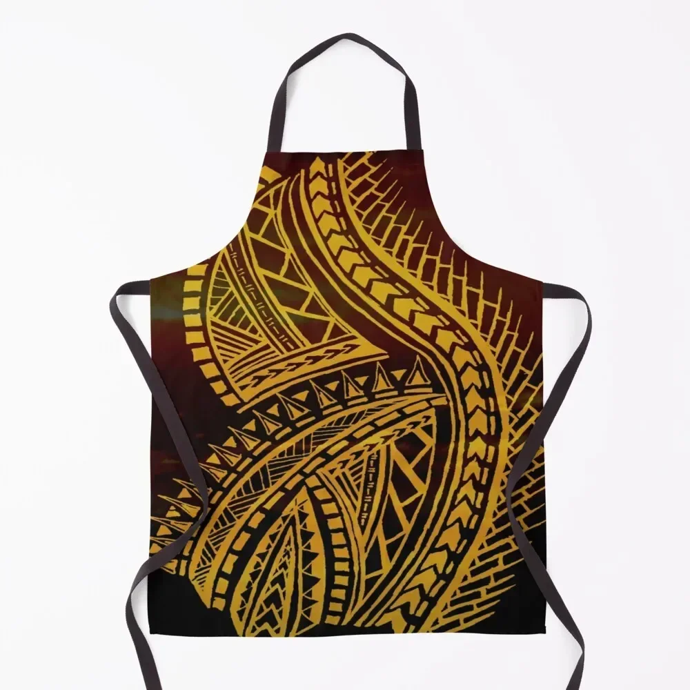 

Sunset Polynesian Tribal Apron Household Items Kitchen Restaurant Customizable Kitchen on the wall Apron