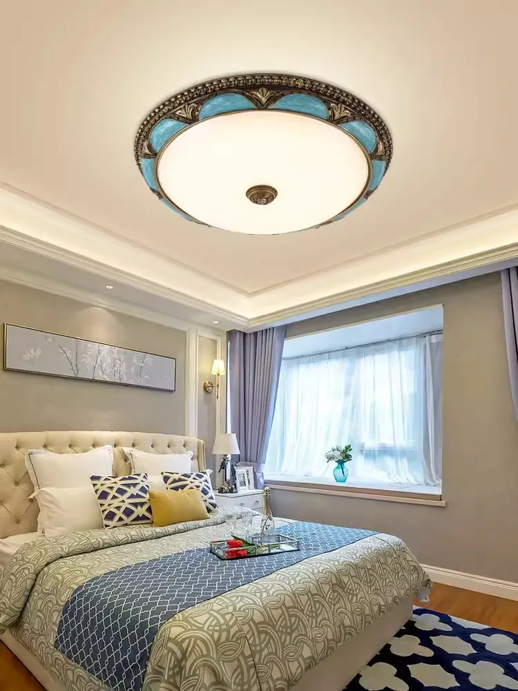 European style retro ceiling light, bedroom light resembling ancient corridor balcony LED circular hotel luxury light