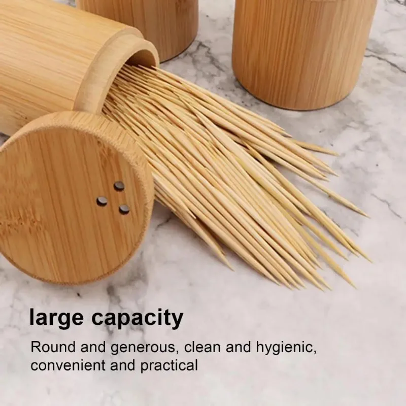 Toothpick Storage Box Portable Dustproof Large Capacity Round Tooth Pick Holder Dispenser for Hotel Kitchen Accessories