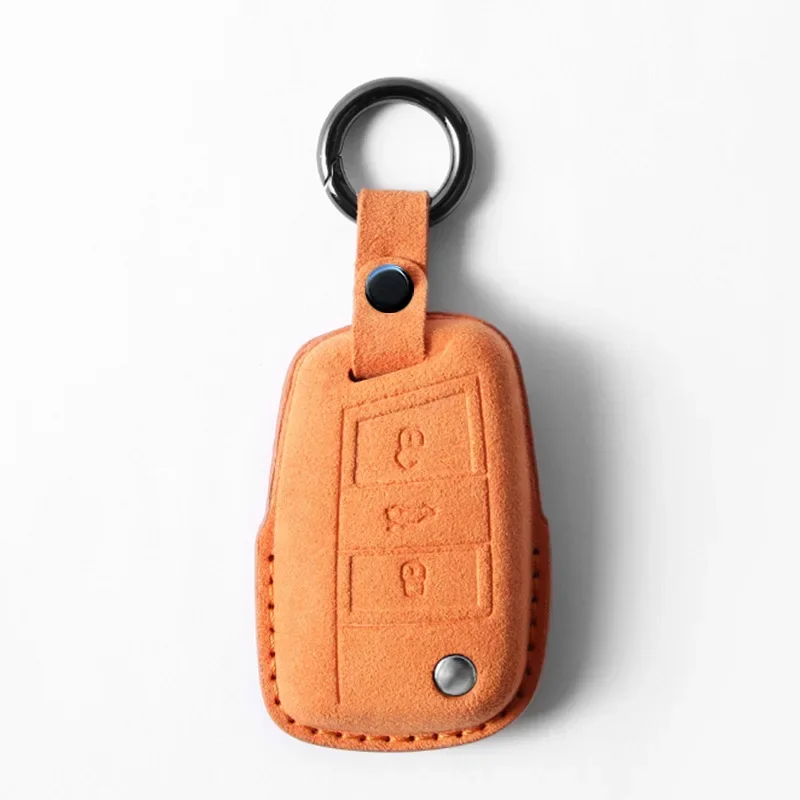 3 Buttons Suede Car Key Case Cover Bag Shell Fob For Volkswagen VW Golf 7 ALLTRACK MK7 2016 2017 For Skoda Octavia A7 SEAT