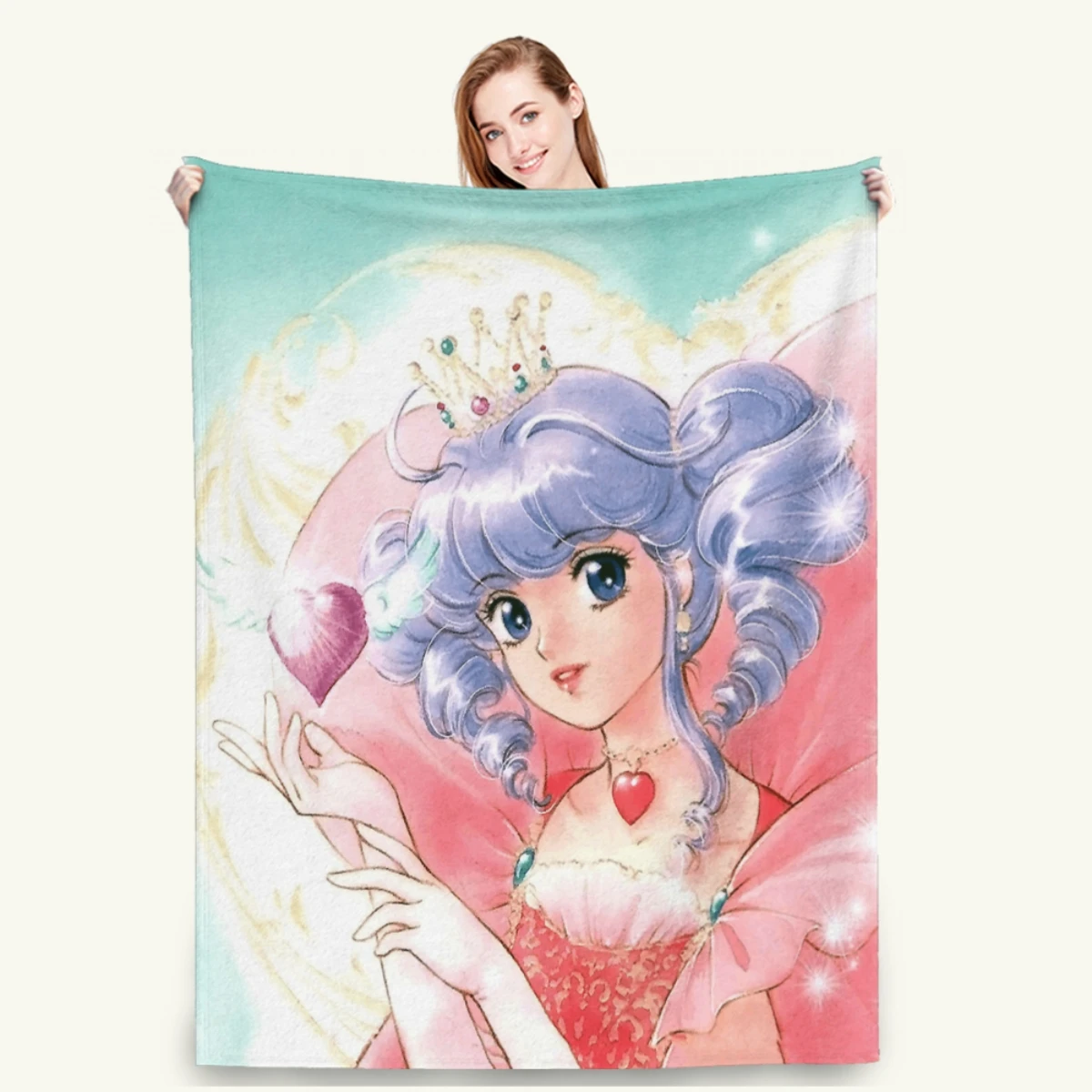 

Creamy Mami Moon Magical Angel Cute Kawaii Anime Girls Flannel Blankets Funny Throw Blanket for Sofa Bedroom Hostel Warm Blanket