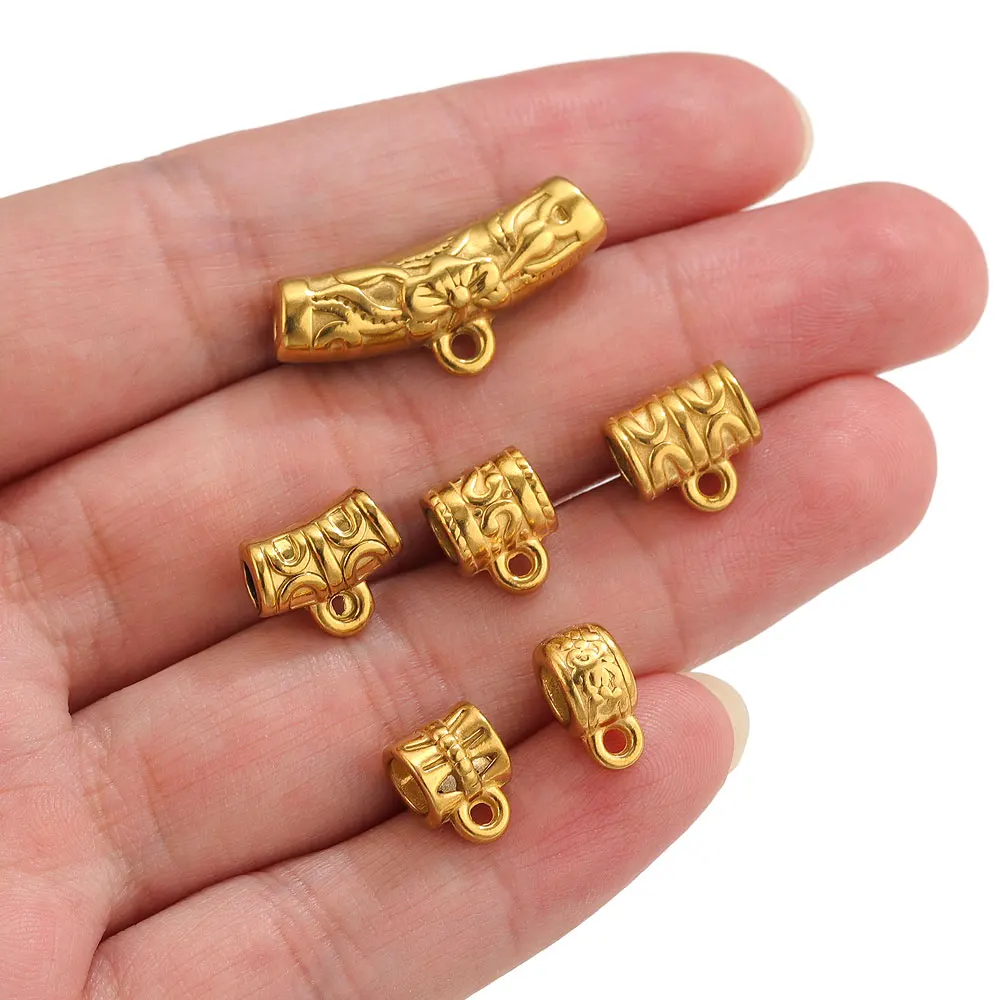 5 Stück Edelstahl-Perlenhalter, Anhänger, Verschlüsse für die Herstellung von Halsketten und Armbändern, Aufhänger, Röhrenperlen, DIY-Schmuckzubehör. – Detail 3