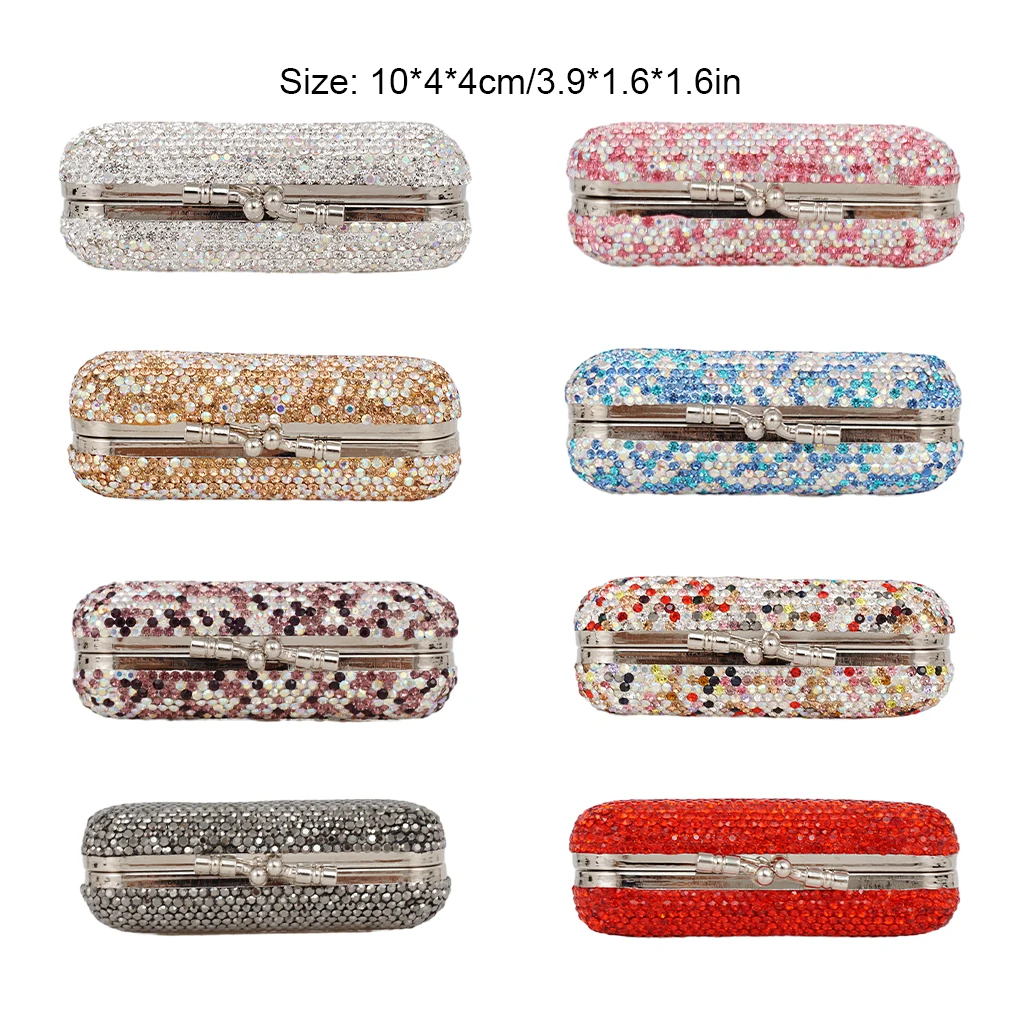 Estojo de batons de luxo com maquiagem funcional e refinada, longa vida útil, strass, portátil, gradiente roxo