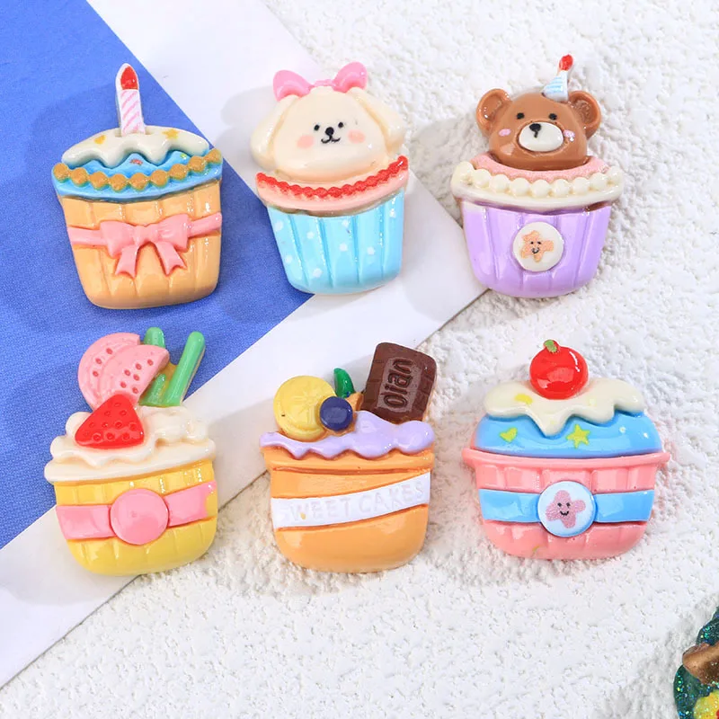 

100pcs Resin Cartoon Dessert Food Cake Flatback Cabochon Kawaii Ice Cream Fit Phone Case Decoration DIY Scrapbooking Accessories