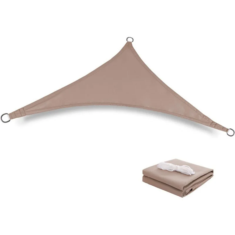 Toldo de vela triangular para Patio, sombrilla de color caqui, resistente, bloqueo UV