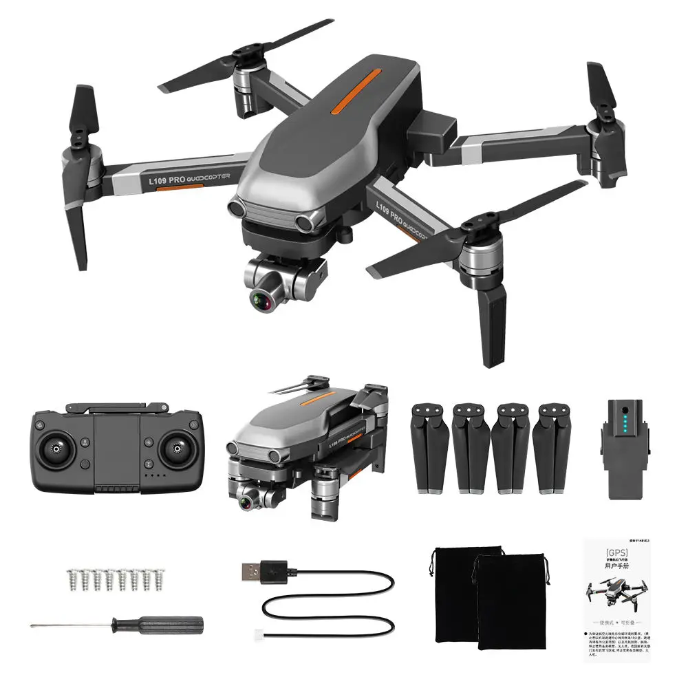 L109 pro GPS Camera Drone 4K RC elicottero a due assi Anti-shake 5G WiFi FPV HD ESC fotocamera Brushless 25 minuti Fly drone l109 pro