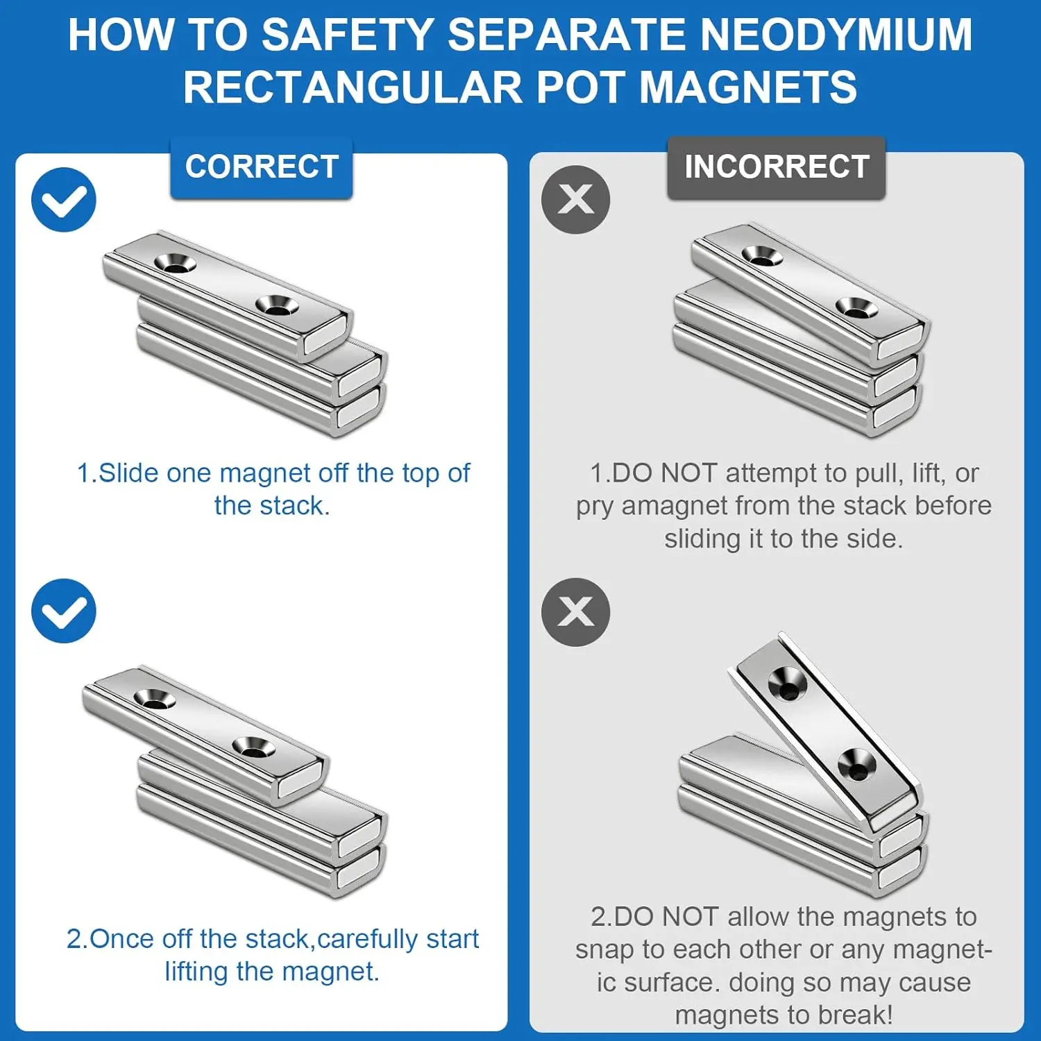 Super Magnetic NdFeB Pot Magnet Rectangular Rare Earth Neodymium Powerful Magnet with Countersunk Hole for Building Fixture Tool