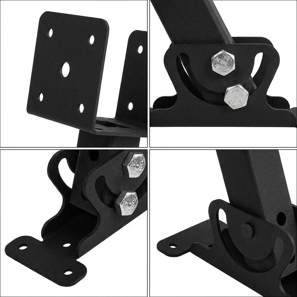 Black Powder Coated Roof Saddle Bracket for Pergola Installation on For Terraces and Patios with Slope Flexibility