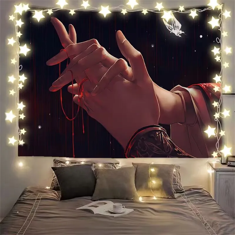 天官の祝福謝リアン華城の寮のベッド装飾吊り下げ布、部屋の寝室の改修背景布