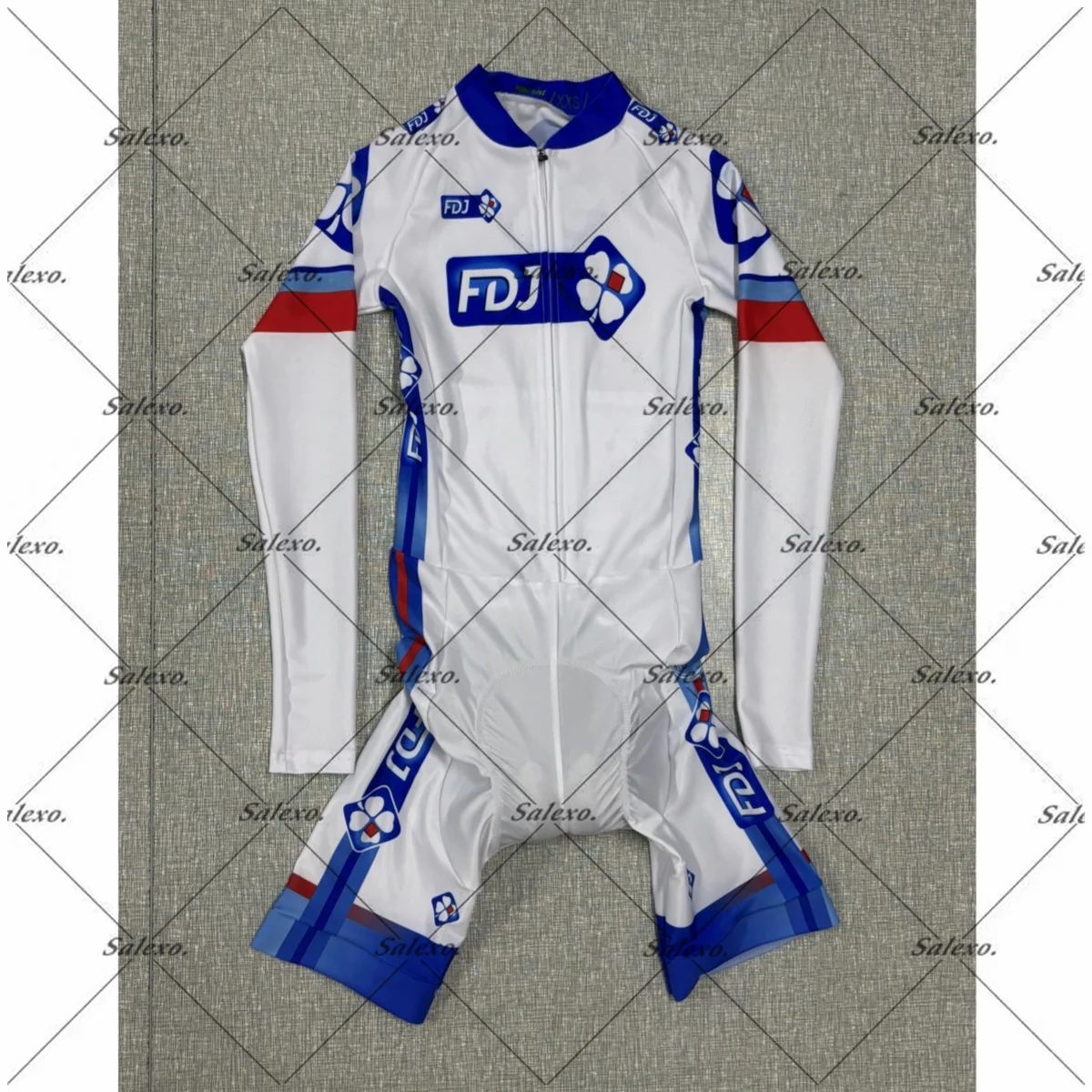 

Комбинезон LASER CUT 2025 FDJ TEAM, бело-синий боди, комбинезон с длинными рукавами, боди, КОРОТКИЙ велосипедный трикотаж Maillot Ropa Ciclismo