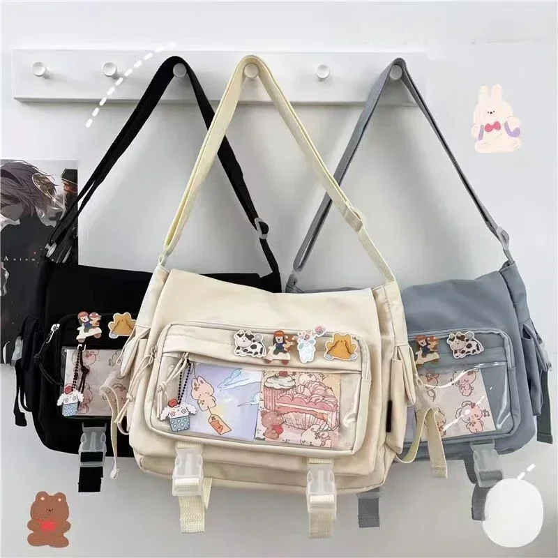 

Japanese High School Girls JK Bag Transparent Handbags Book Bag Satchels Shoulder Bag Itabag Big Crossbody Bags