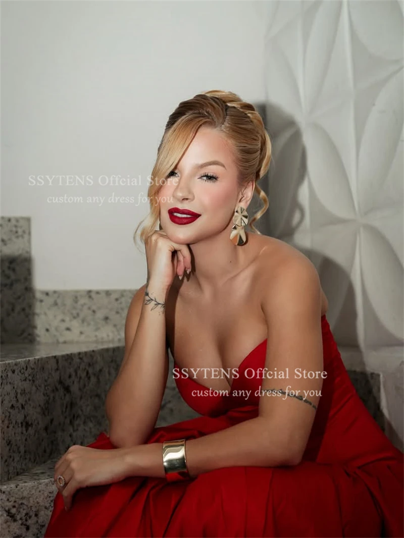 SSYTENS-vestidos de graduación rojos elegantes, escote en forma de corazón, vestidos para ocasiones formales, vestido moderno para fiesta de graduación y boda, personalizado