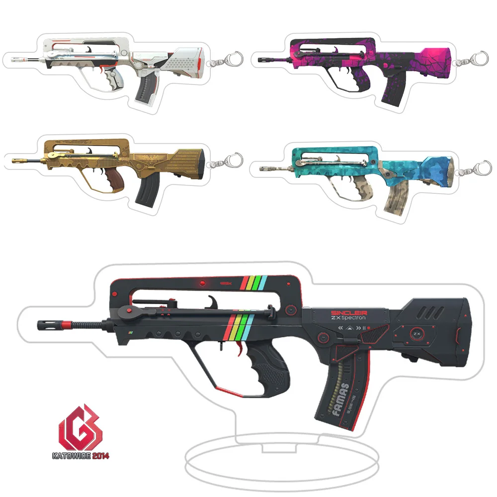 

latest version Game weapon items CS GO CS2 Famas rifle High quality acrylic key chain key ring backpack charm Tabletop decor