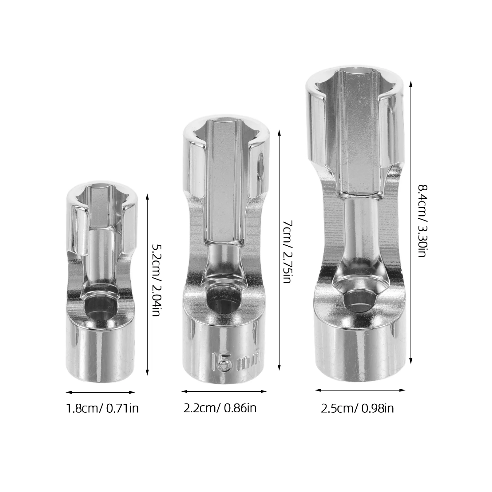 3Pcs Diesel Injector Sleeve Socket 12mm 15mm 18mm Fuel Line Wrench Set Slotted Tool for Sensor Maintenance Slotted Pipe Wrench